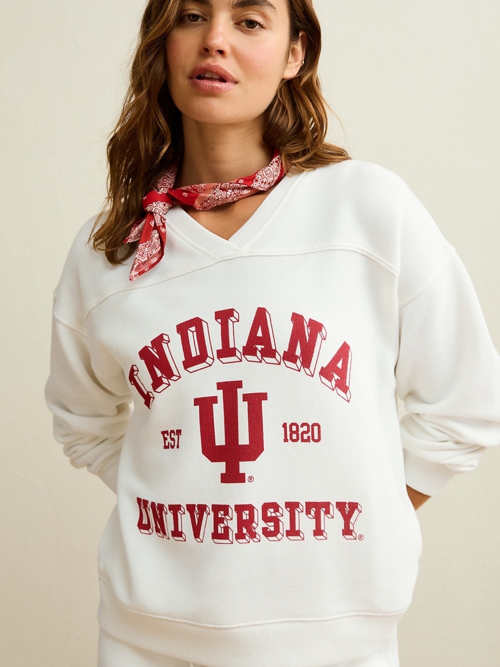 Indiana University White & Red Crewneck Sweatshirt